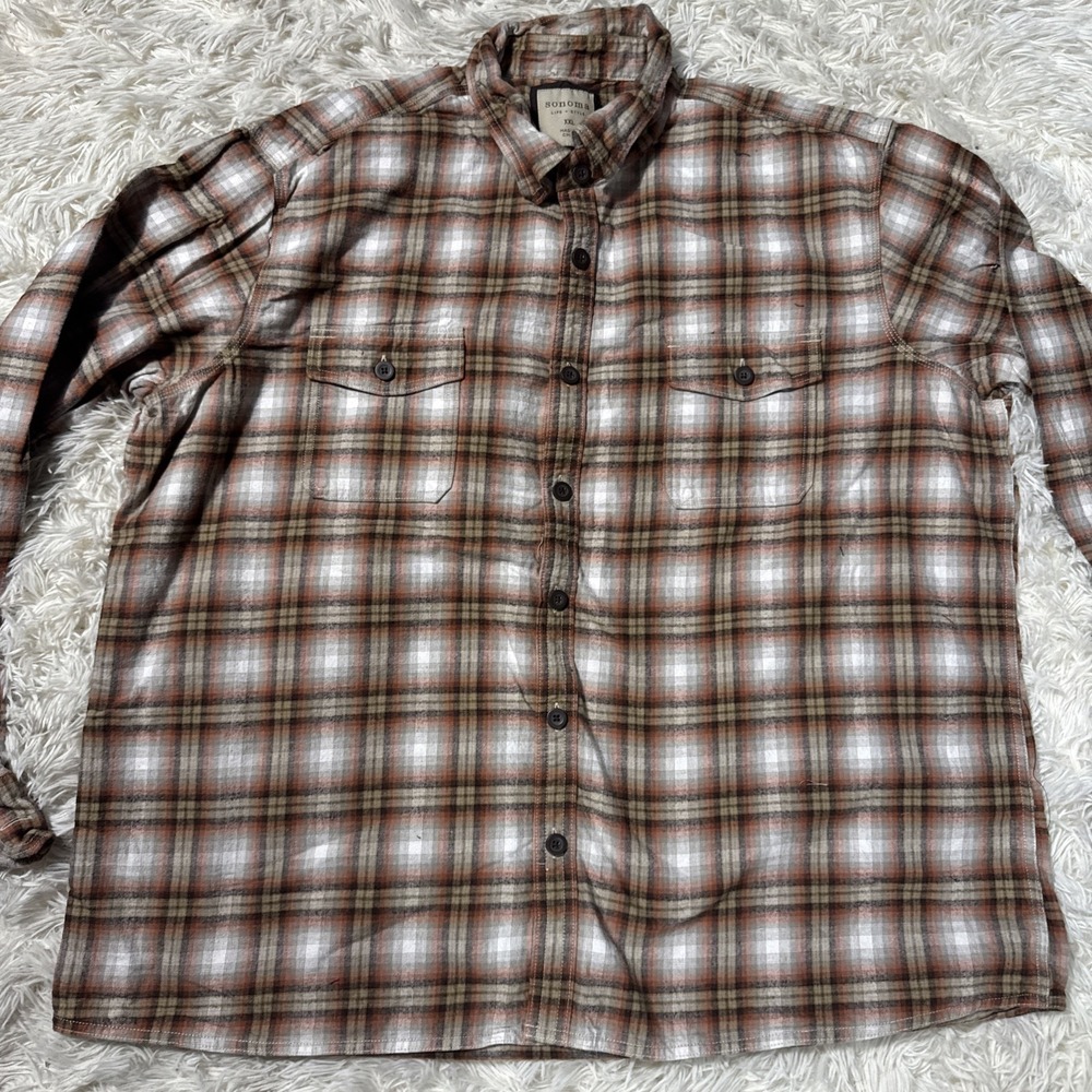 SONOMA Size XXL (2XL) Womens Long Sleeve Top Button Down Plaid‎ Shirt